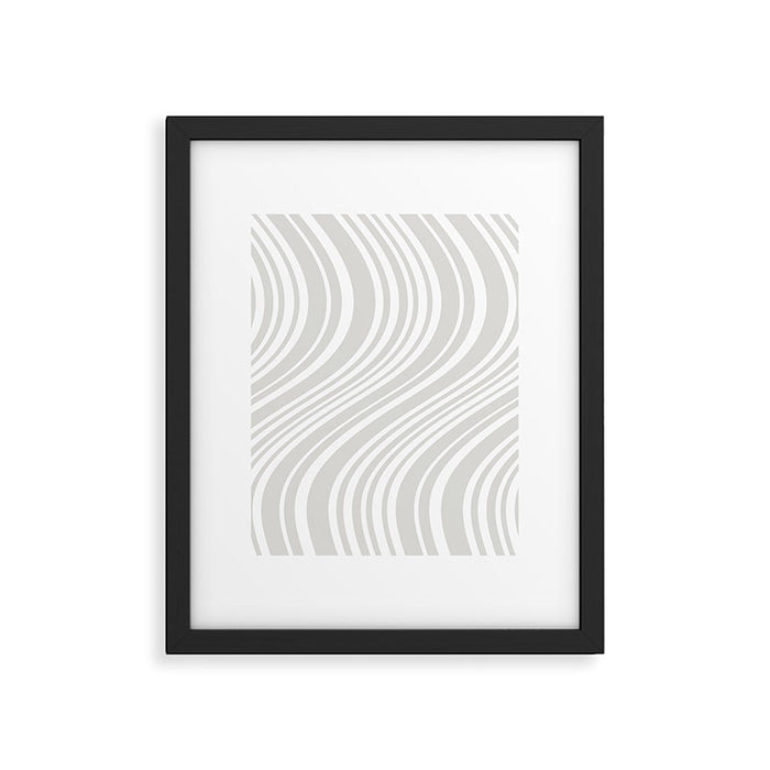 Wavy Stripes XLII - Grey and White Framed Art Print Gallery Image 1