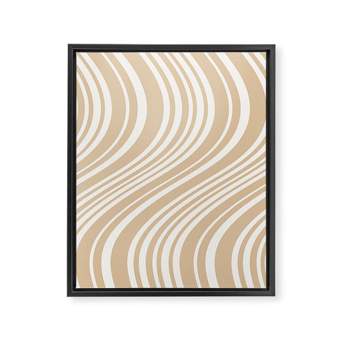 Wavy Stripes XLIII - Neutral Tan Framed Canvas Print Gallery Image 1