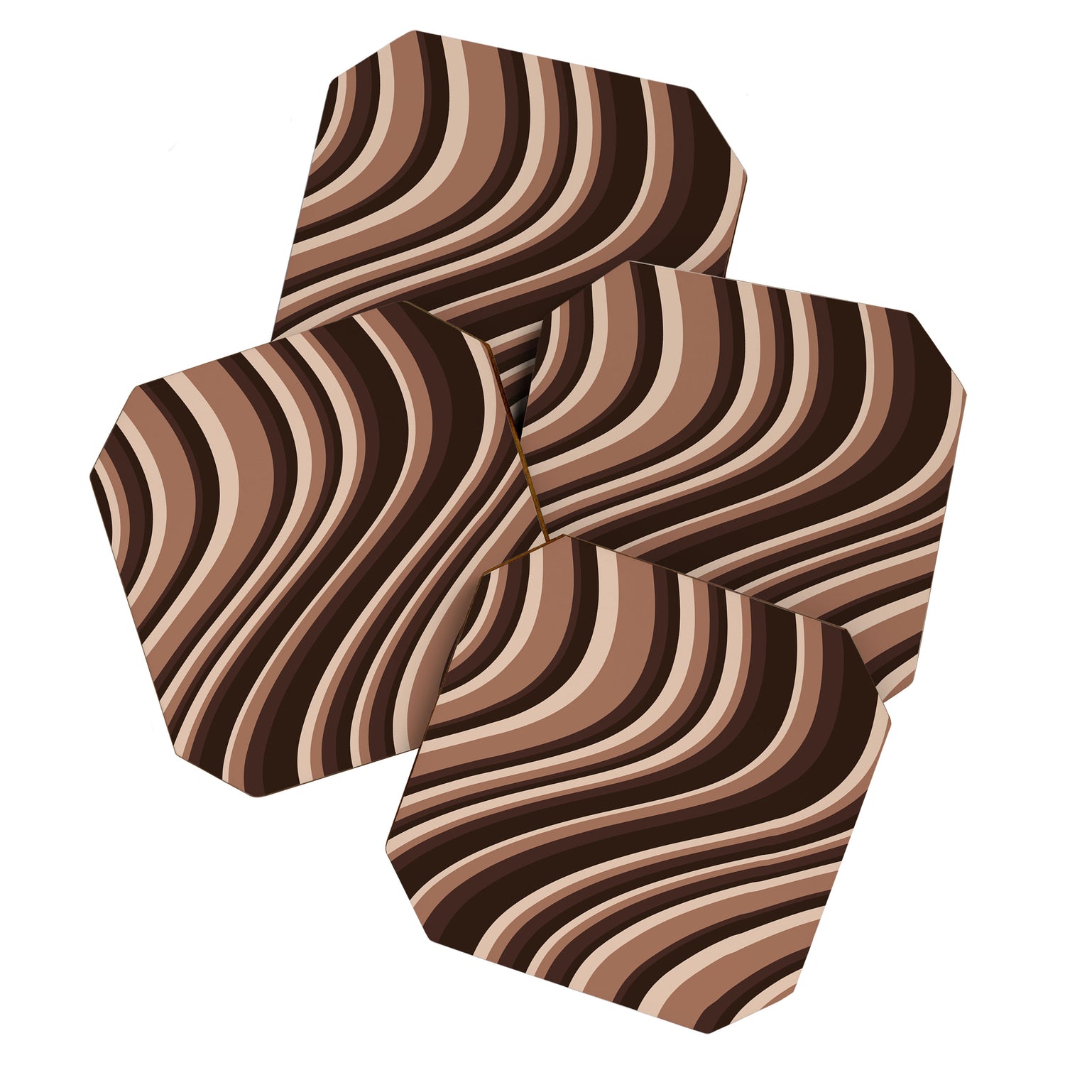 Wavy Stripes XLIX - Mocha Coffee Coaster Gallery Image 1