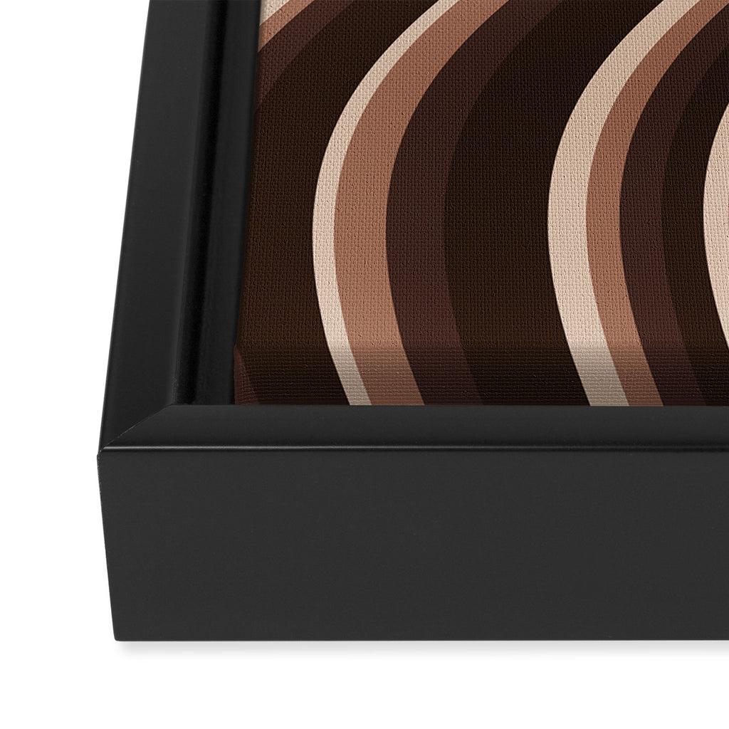 Wavy Stripes XLIX - Mocha Coffee Framed Canvas Print Gallery Image 3