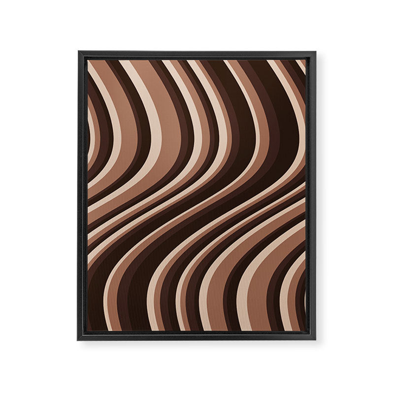 Wavy Stripes XLIX - Mocha Coffee Framed Canvas Print Gallery Image 6