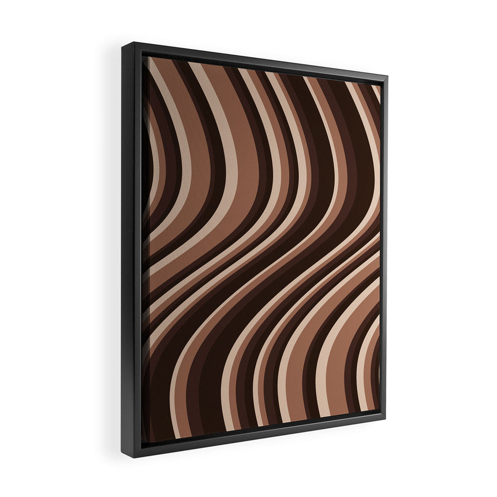 Wavy Stripes XLIX - Mocha Coffee Framed Canvas Print Gallery Image 2