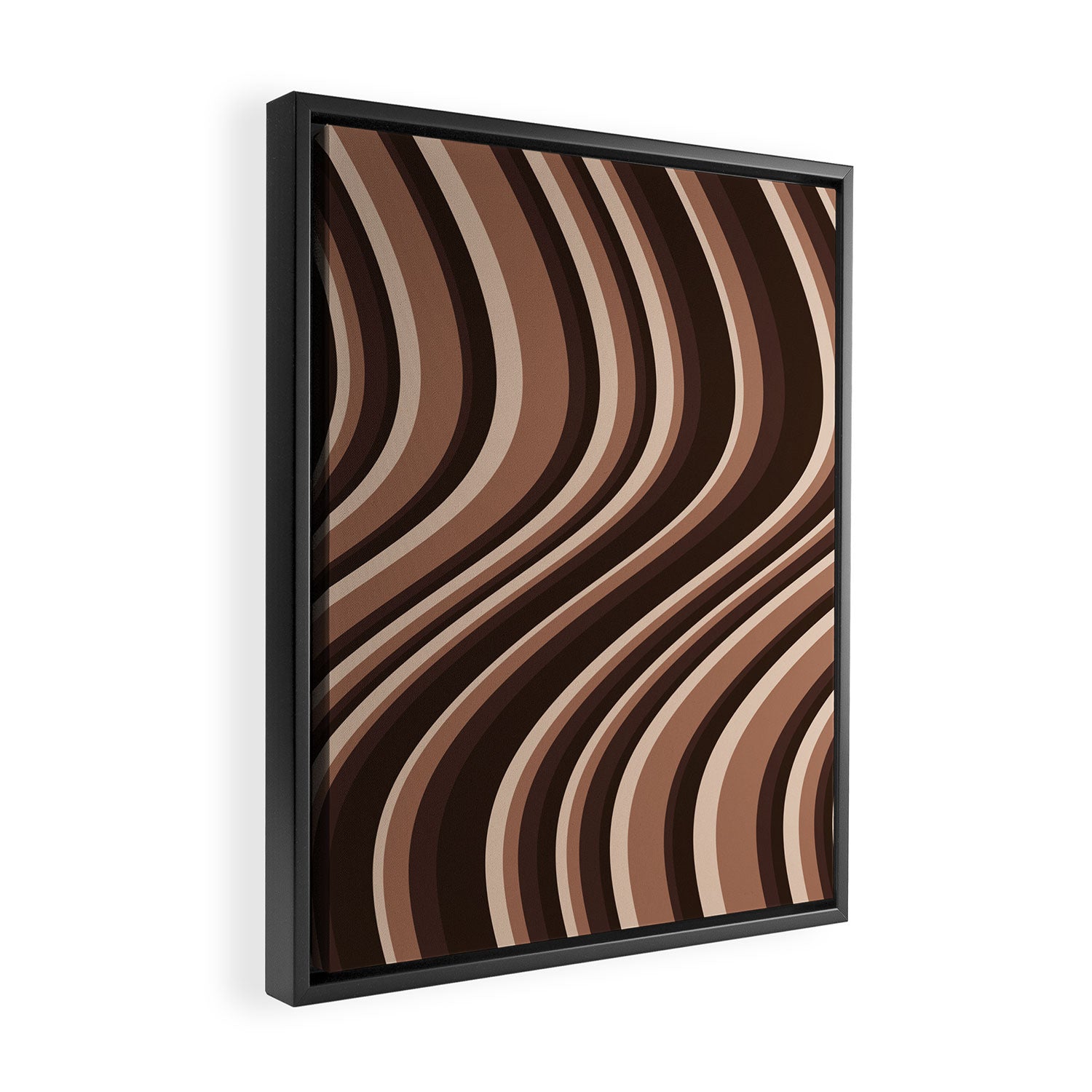 Wavy Stripes XLIX - Mocha Coffee Framed Canvas Print Gallery Image 2