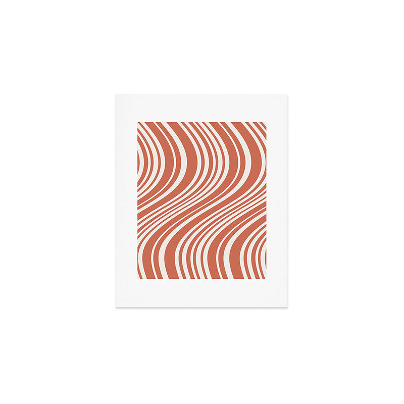 Wavy Stripes XLVII - Brick Red Art Print Gallery Image 1