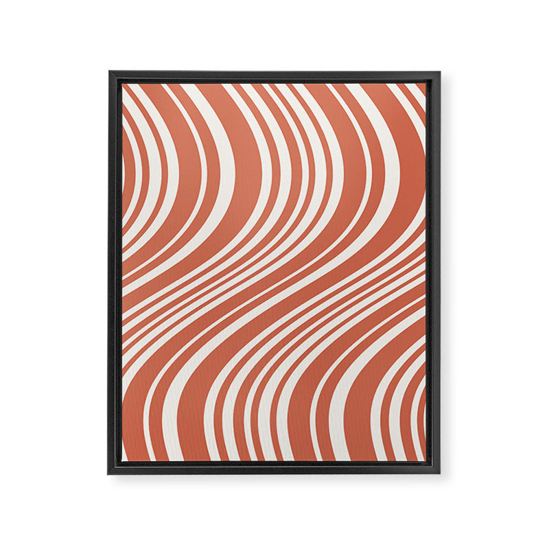 Wavy Stripes XLVII - Brick Red Framed Canvas Print Gallery Image 6