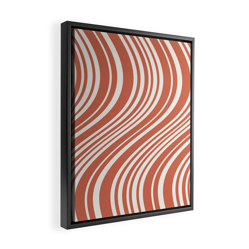 Wavy Stripes XLVII - Brick Red Framed Canvas Print Gallery Image 2