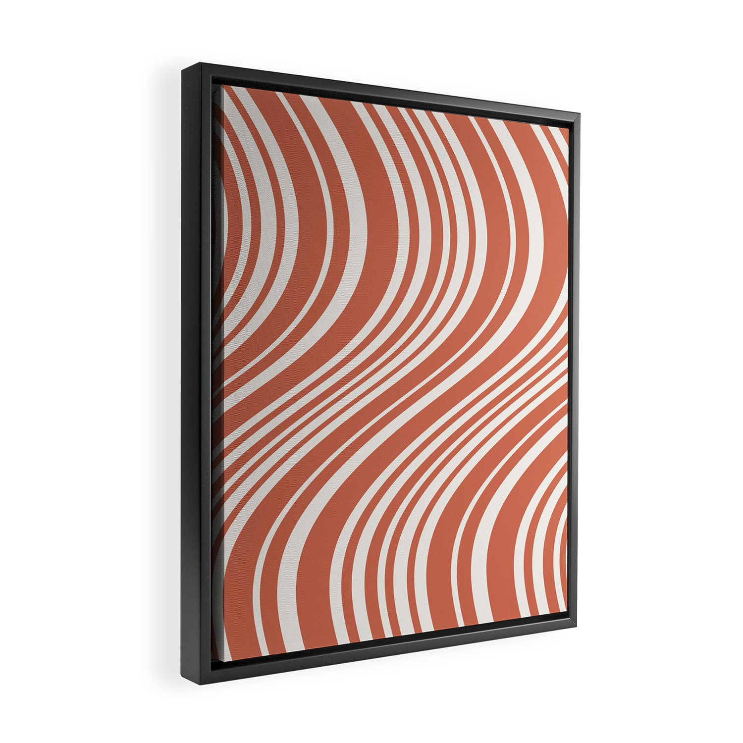 Wavy Stripes XLVII - Brick Red Framed Canvas Print Gallery Image 2