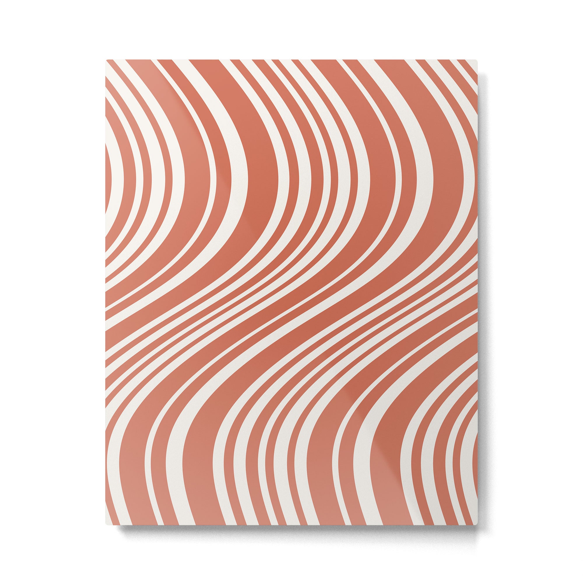 Wavy Stripes XLVII - Brick Red Metal Print Gallery Image 4