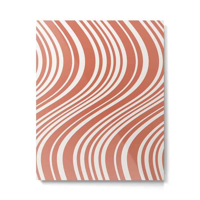 Wavy Stripes XLVII - Brick Red Metal Print Gallery Image 1