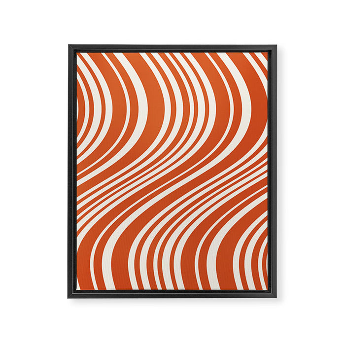 Wavy Stripes XLVIII - Bright Retro Red Framed Canvas Print Gallery Image 1