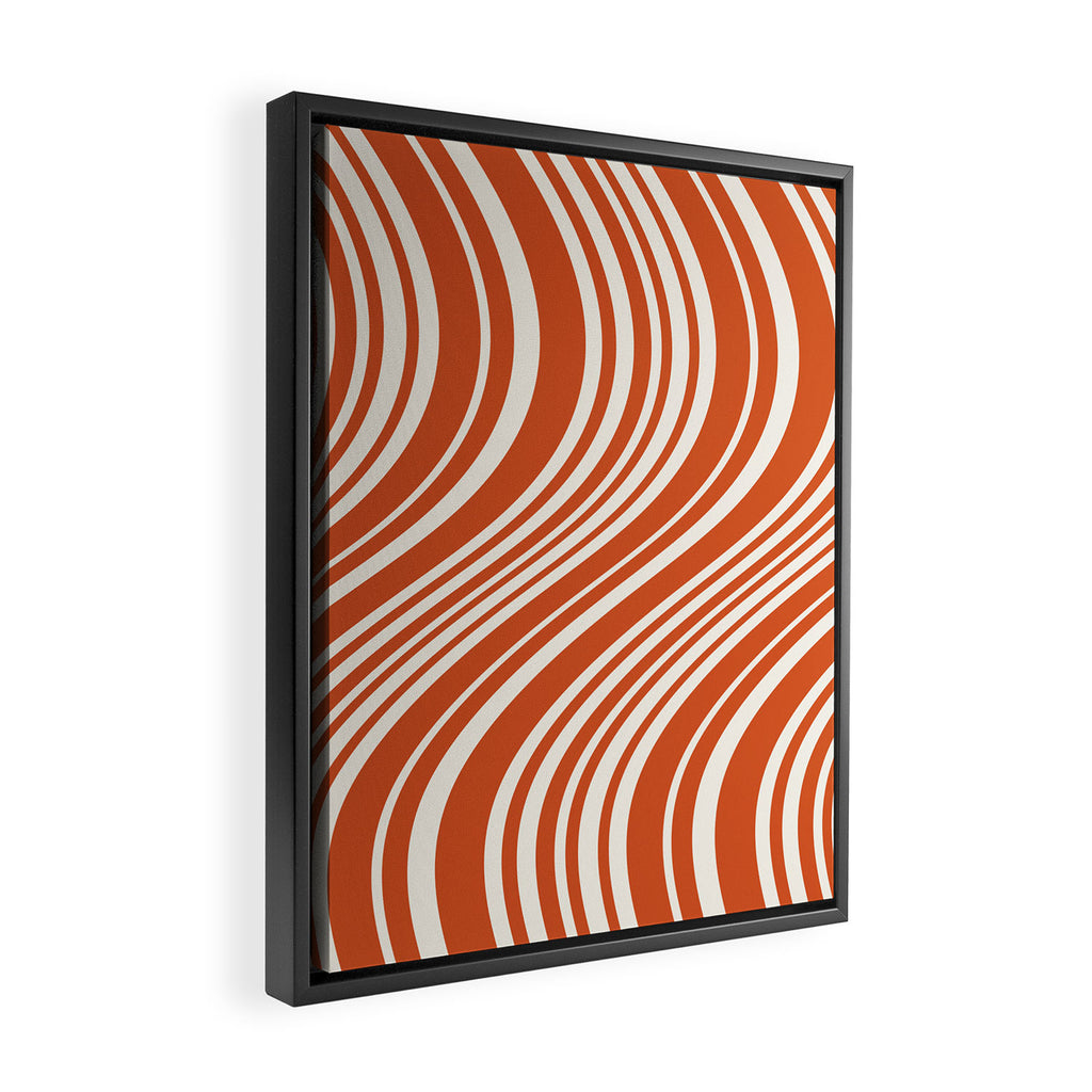 Wavy Stripes XLVIII - Bright Retro Red Framed Canvas Print Gallery Image 2