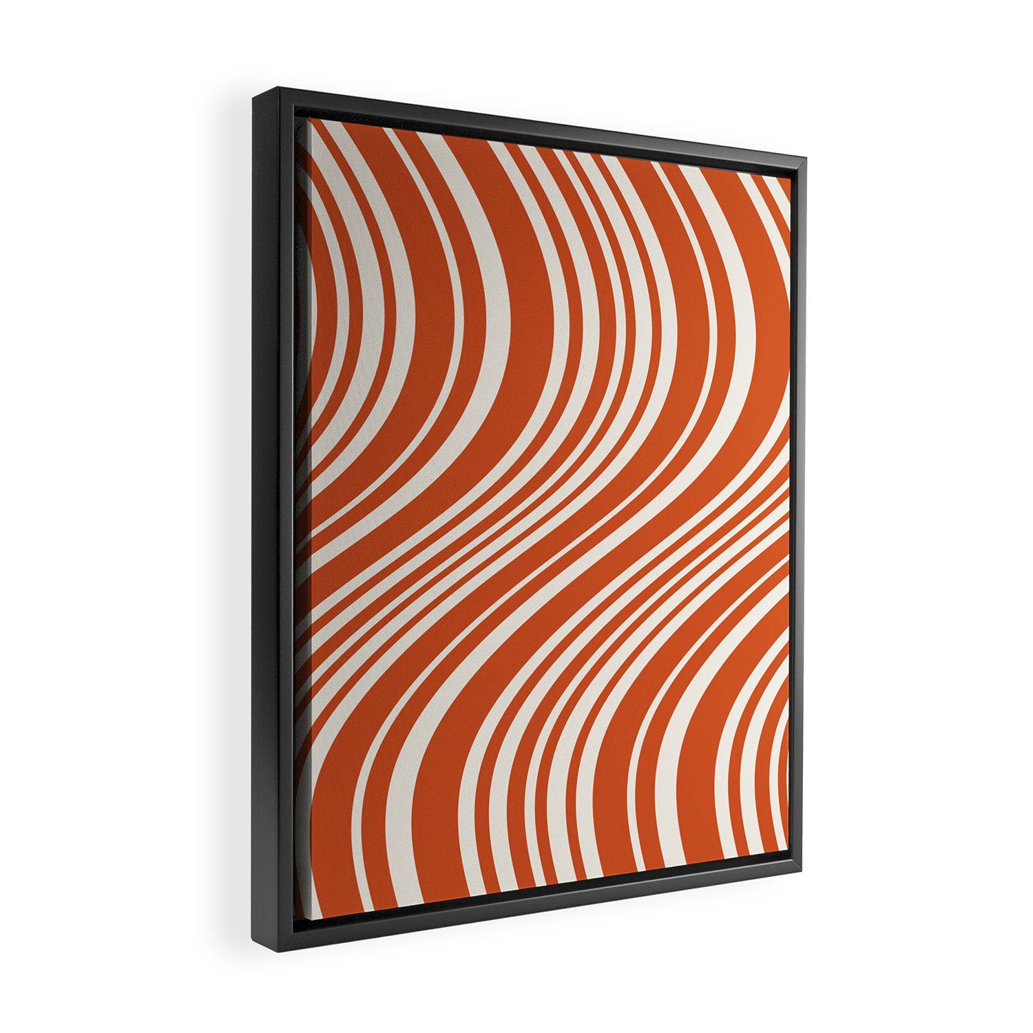 Wavy Stripes XLVIII - Bright Retro Red Framed Canvas Print Gallery Image 2