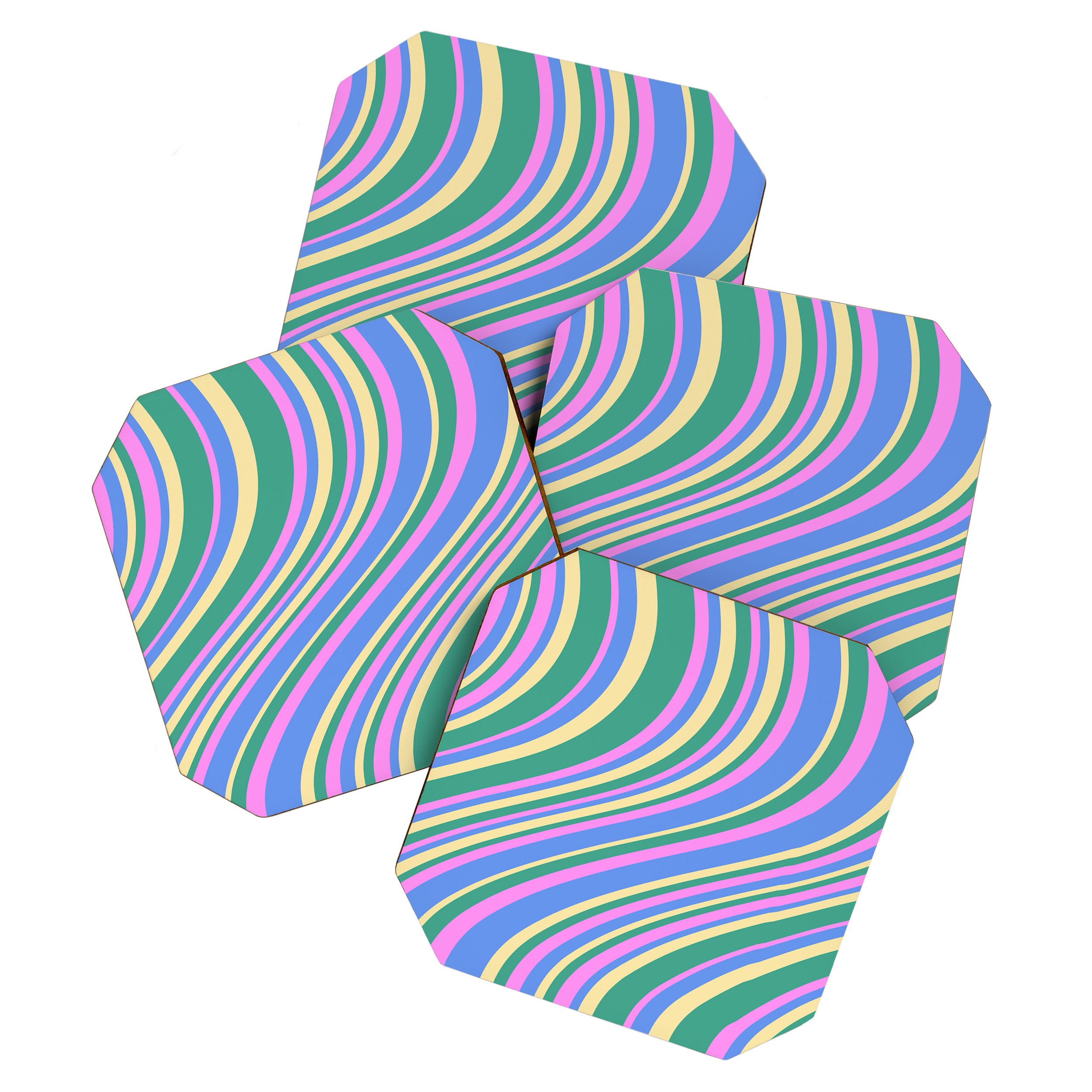 Wavy Stripes XV - 90s Pastel Coaster Gallery Image 1