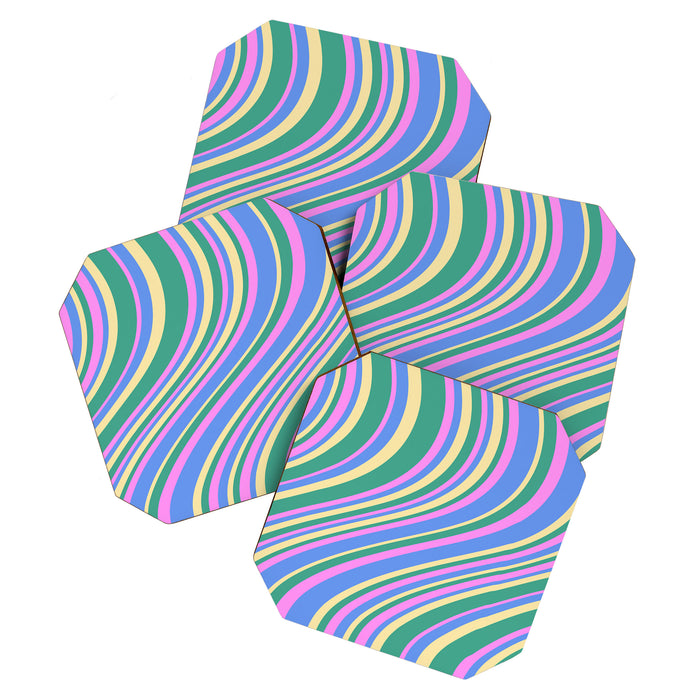 Wavy Stripes XV - 90s Pastel Coaster Gallery Image 1
