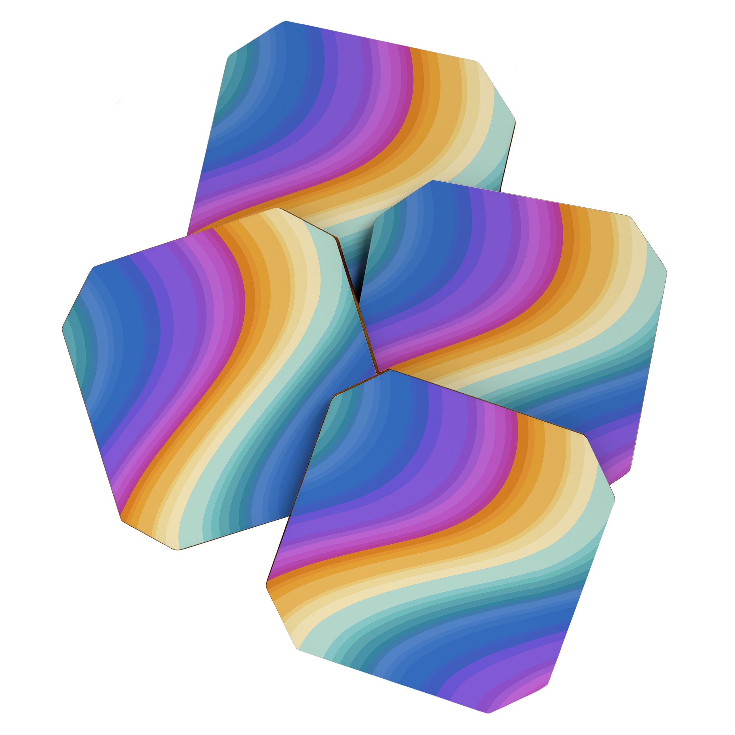 Wavy Stripes XVI - Ombre Rainbow Coaster Gallery Image 1