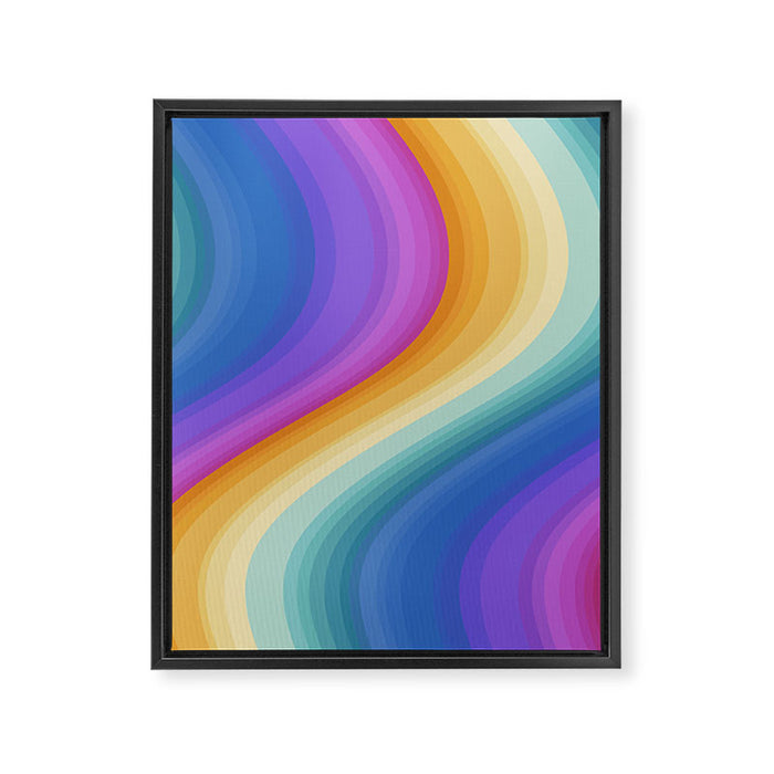 Wavy Stripes XVI - Ombre Rainbow Framed Canvas Print Gallery Image 1