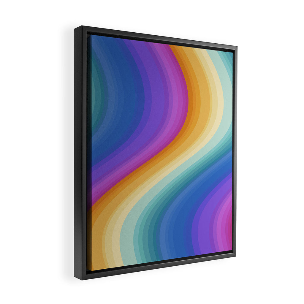 Wavy Stripes XVI - Ombre Rainbow Framed Canvas Print Gallery Image 2