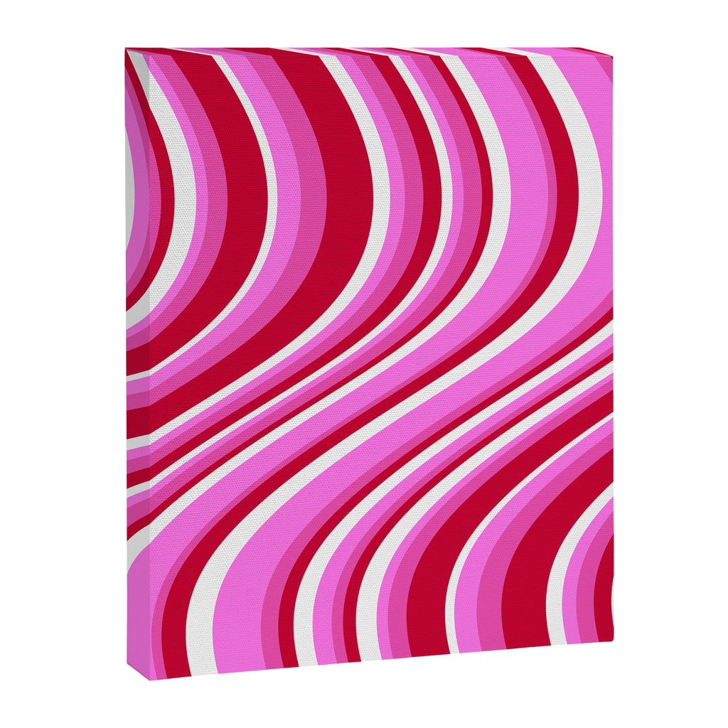 Wavy Stripes XVII - Y2K Pink and Red Canvas Print Gallery Image 6