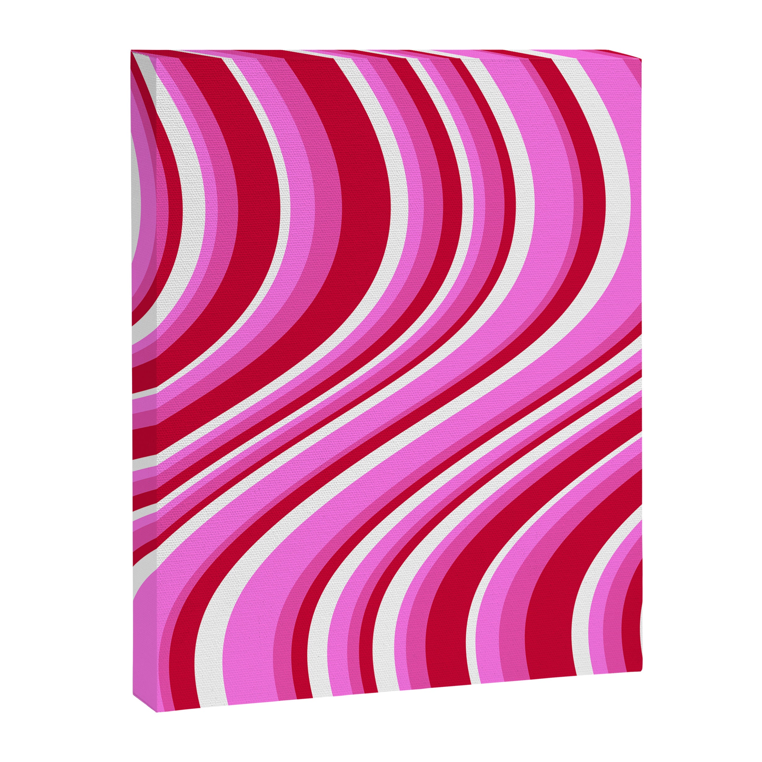 Wavy Stripes XVII - Y2K Pink and Red Canvas Print Gallery Image 6