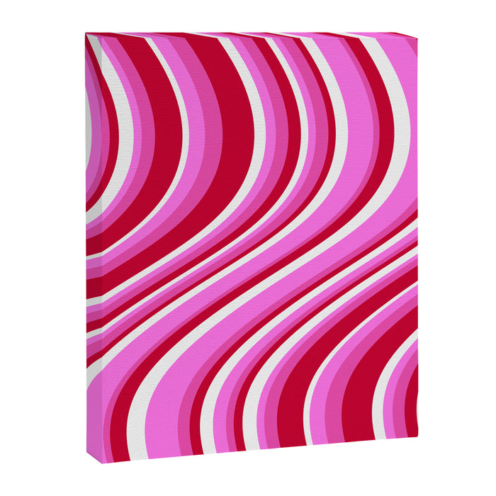 Wavy Stripes XVII - Y2K Pink and Red Canvas Print Gallery Image 1