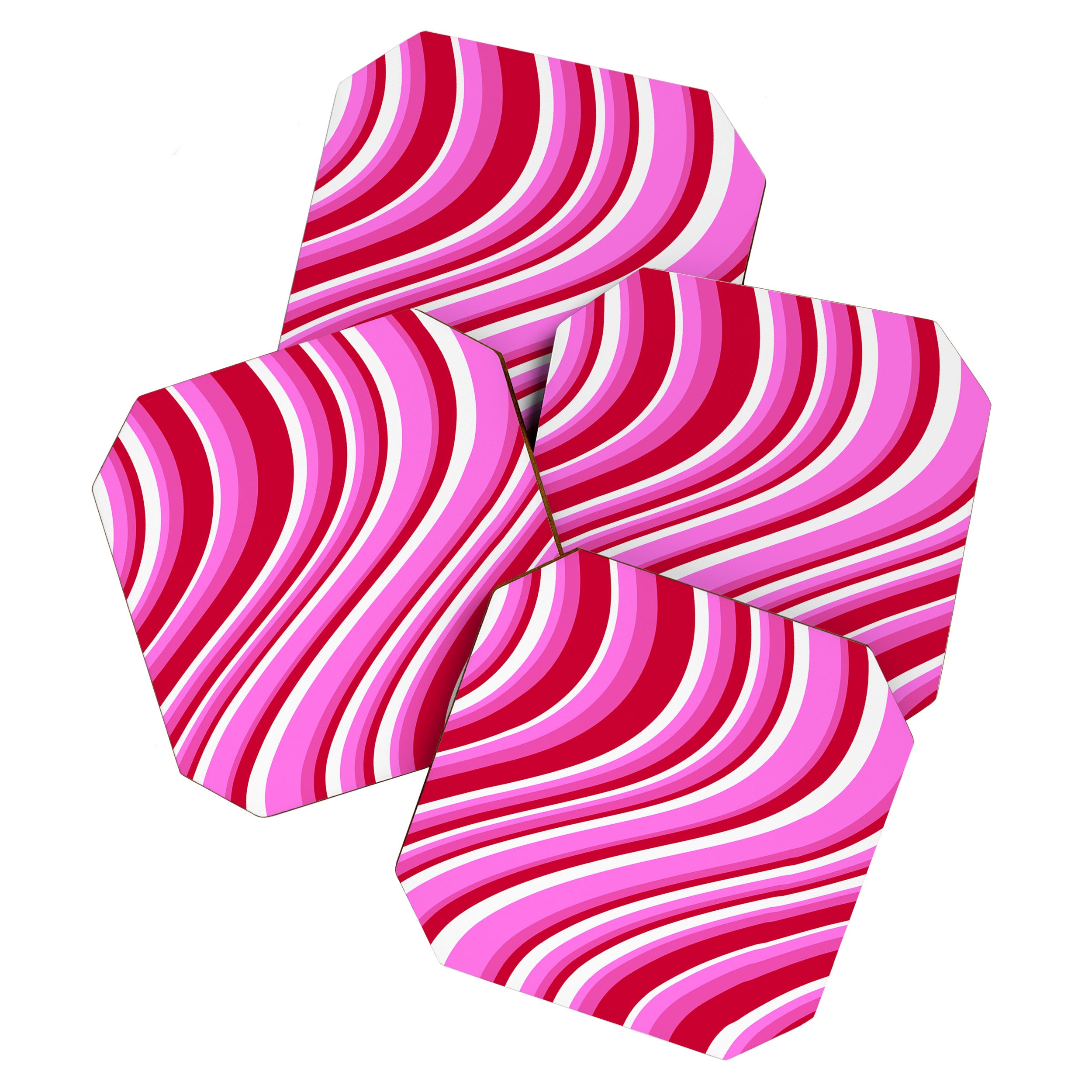 Wavy Stripes XVII - Y2K Pink and Red Coaster Gallery Image 1