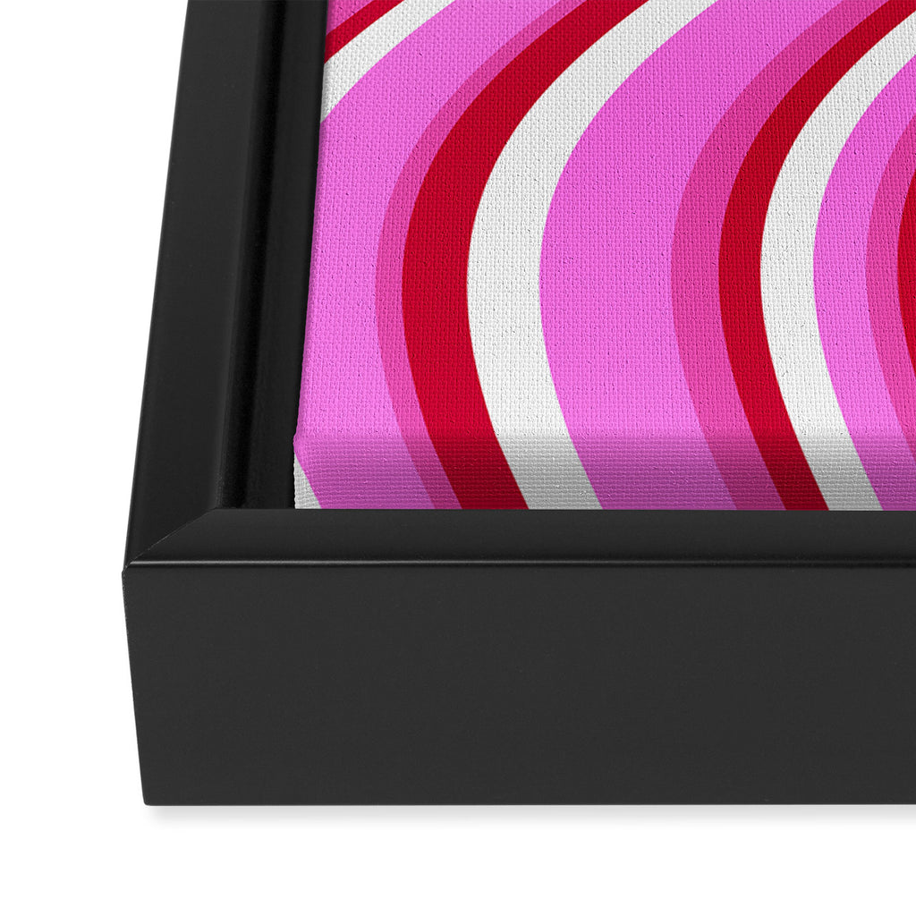Wavy Stripes XVII - Y2K Pink and Red Framed Canvas Print Gallery Image 3