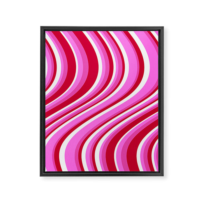 Wavy Stripes XVII - Y2K Pink and Red Framed Canvas Print Gallery Image 1