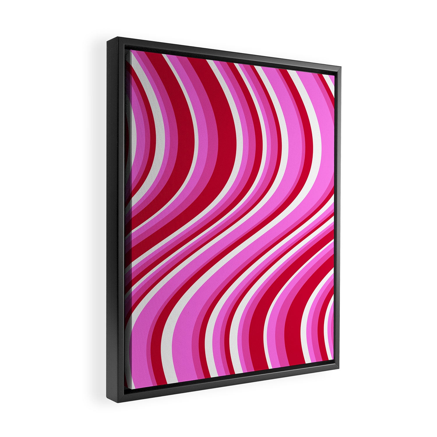 Wavy Stripes XVII - Y2K Pink and Red Framed Canvas Print Gallery Image 2