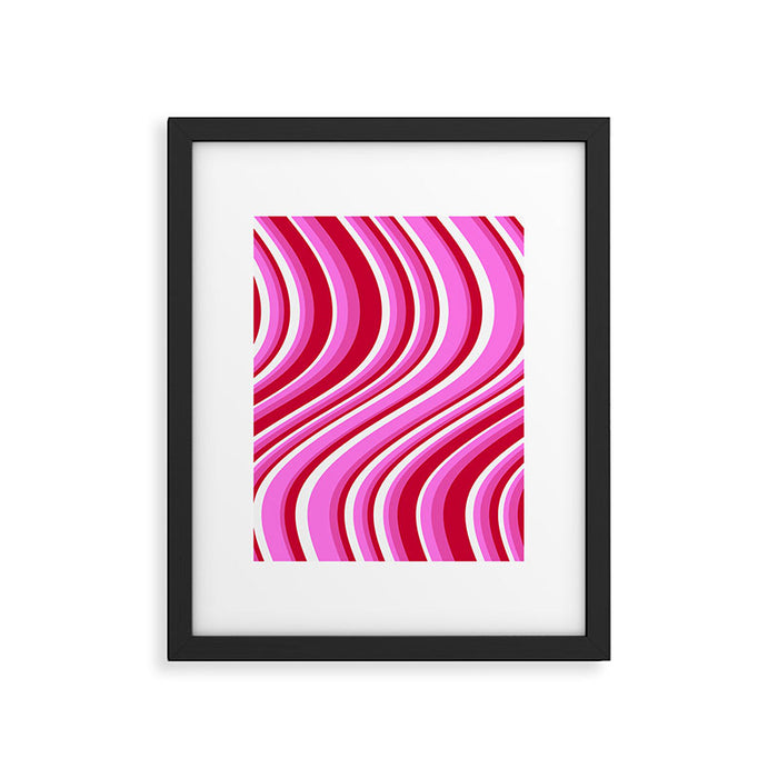 Wavy Stripes XVII - Y2K Pink and Red Framed Art Print Gallery Image 1