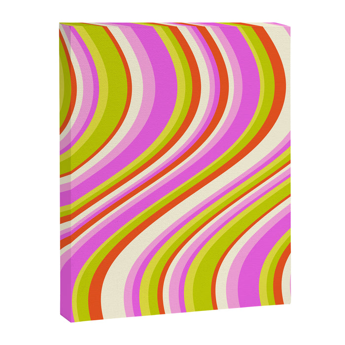 Wavy Stripes XVIII - Y2K Pink and Green Canvas Print Gallery Image 1
