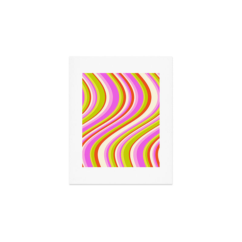 Wavy Stripes XVIII - Y2K Pink and Green Art Print Gallery Image 1