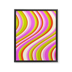 Wavy Stripes XVIII - Y2K Pink and Green Framed Canvas Print Gallery Image 6