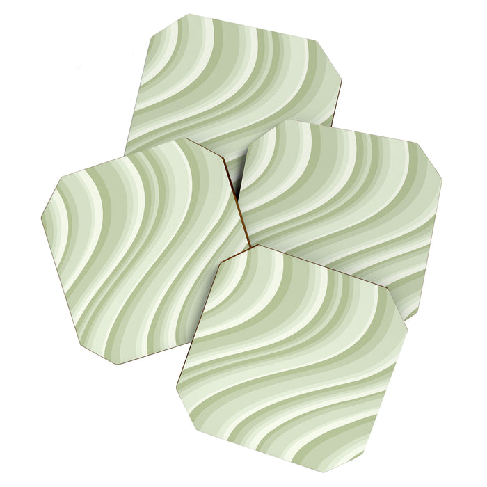 Wavy Stripes XXI - Pastel Natural Green Coaster Gallery Image 1