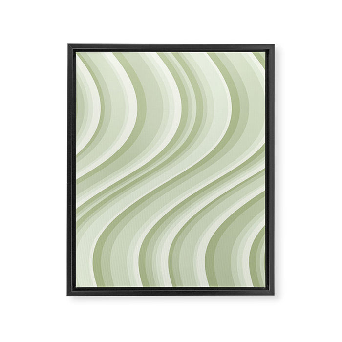 Wavy Stripes XXI - Pastel Natural Green Framed Canvas Print Gallery Image 1