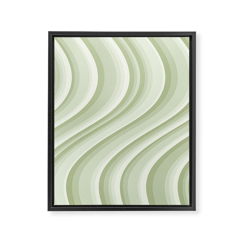 Wavy Stripes XXI - Pastel Natural Green Framed Canvas Print Gallery Image 6