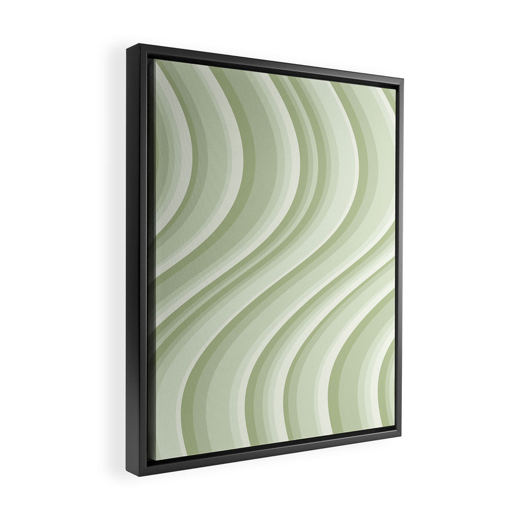 Wavy Stripes XXI - Pastel Natural Green Framed Canvas Print Gallery Image 2