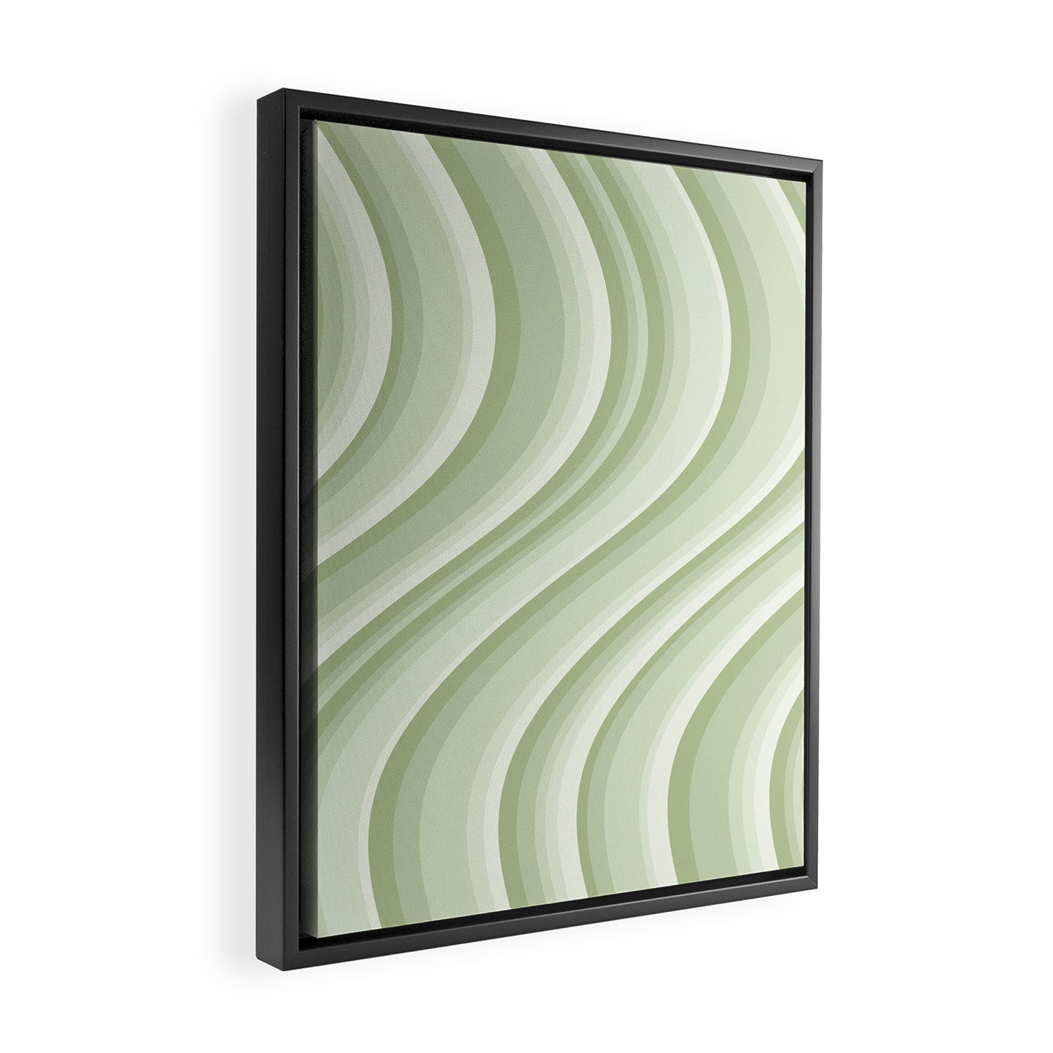 Wavy Stripes XXI - Pastel Natural Green Framed Canvas Print Gallery Image 2