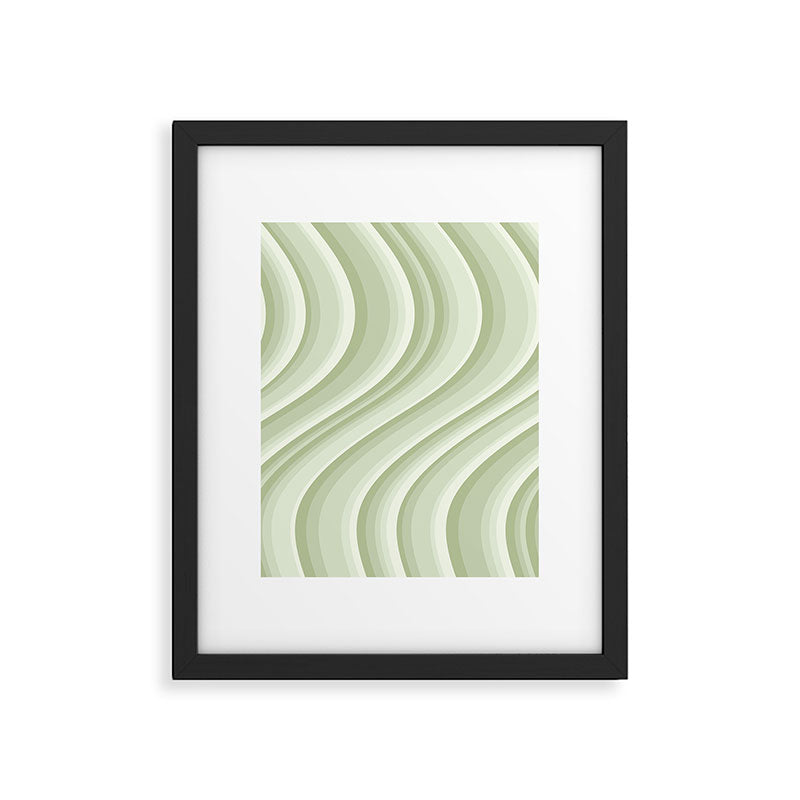 Wavy Stripes XXI - Pastel Natural Green Framed Art Print Gallery Image 5