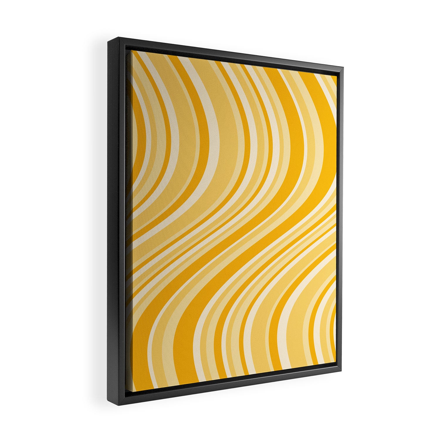 Wavy Stripes XXII - Golden Sunshine Yellow Framed Canvas Print Gallery Image 2