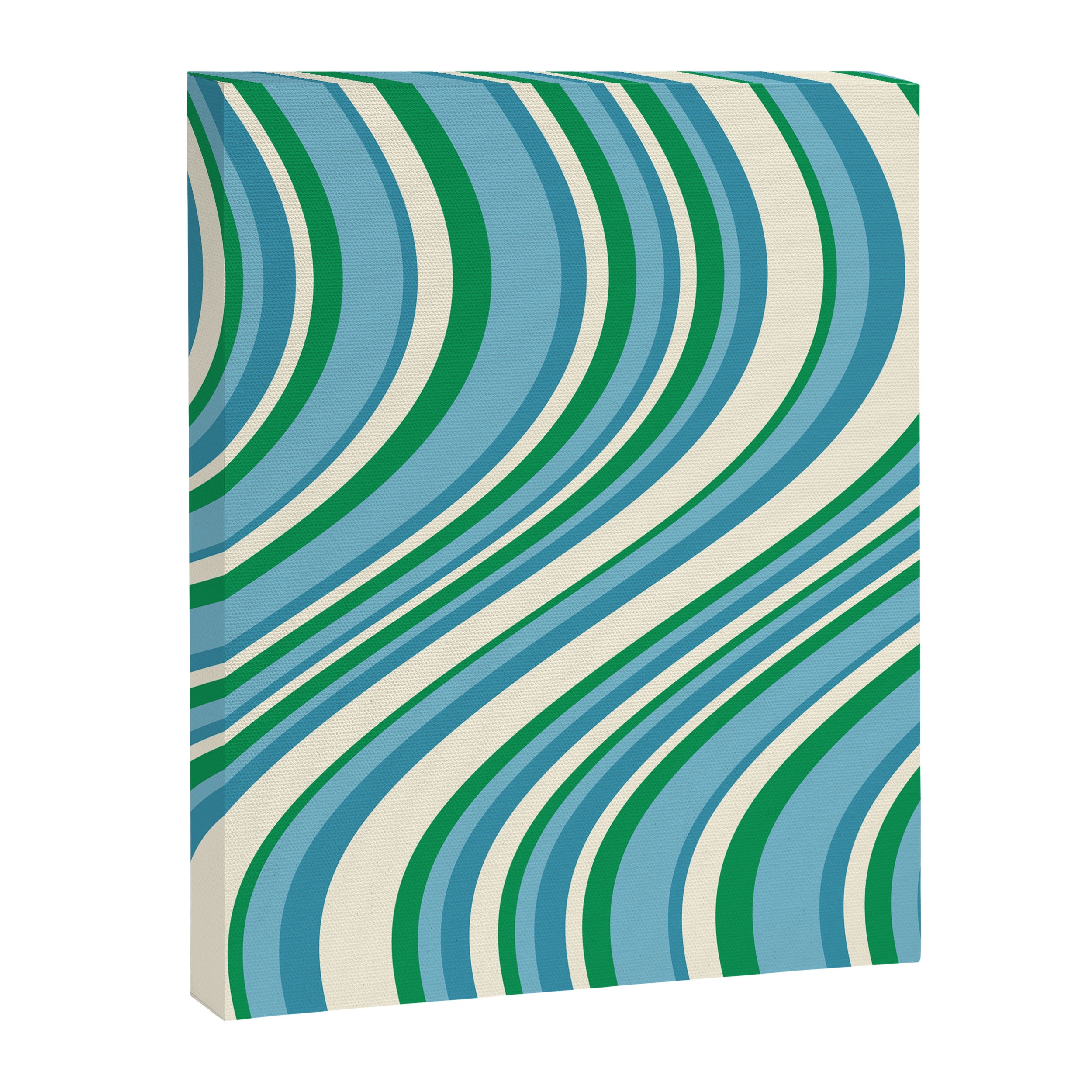 Wavy Stripes XXVII - Beachy Blue and Green Canvas Print Gallery Image 6