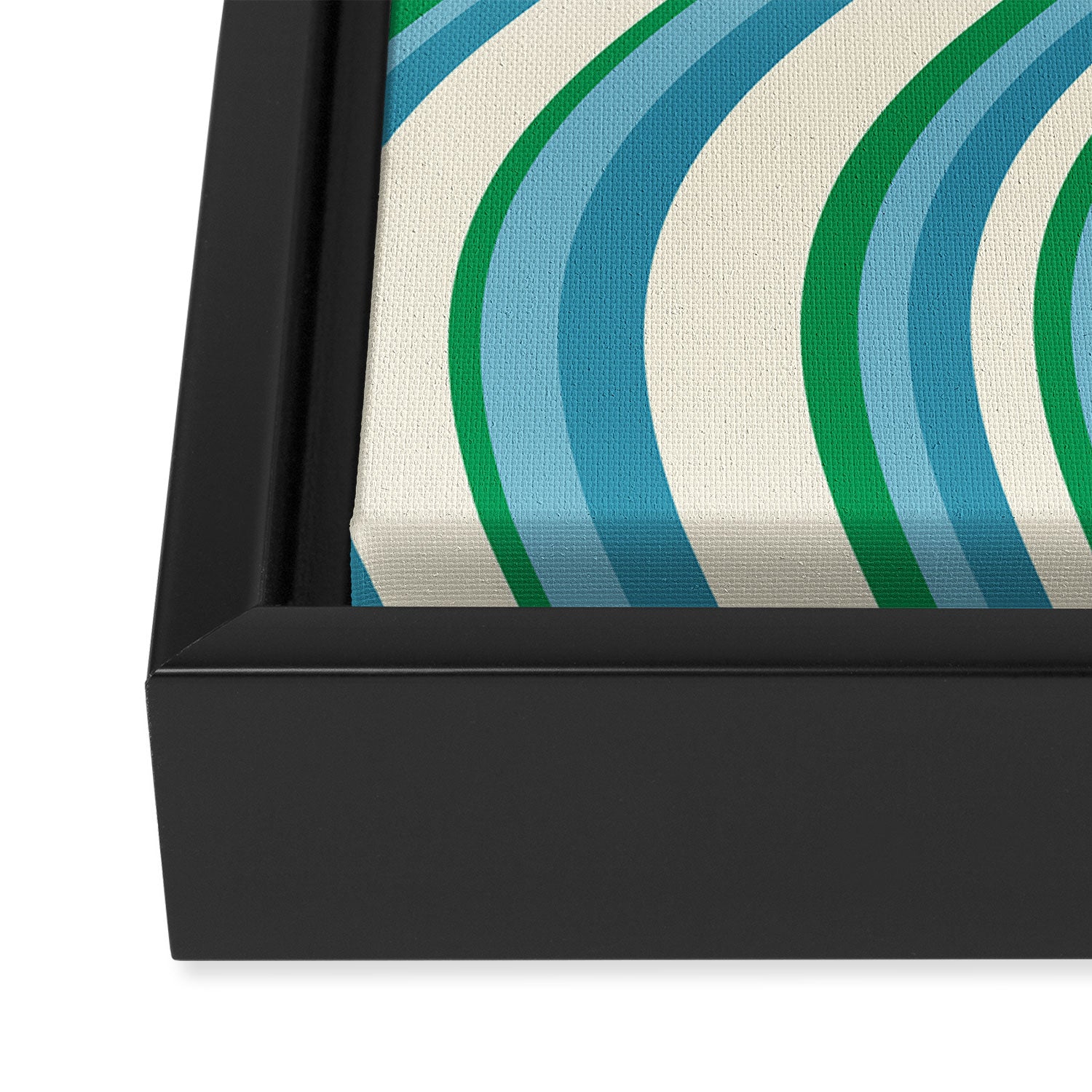 Wavy Stripes XXVII - Beachy Blue and Green Framed Canvas Print Gallery Image 3