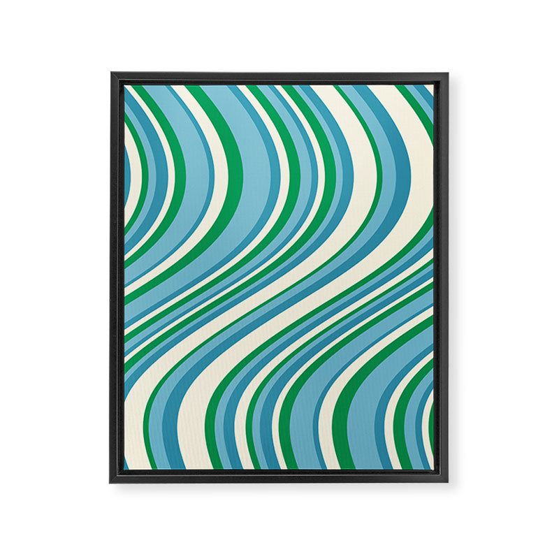 Wavy Stripes XXVII - Beachy Blue and Green Framed Canvas Print Gallery Image 6