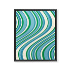Wavy Stripes XXVII - Beachy Blue and Green Framed Canvas Print Gallery Image 6