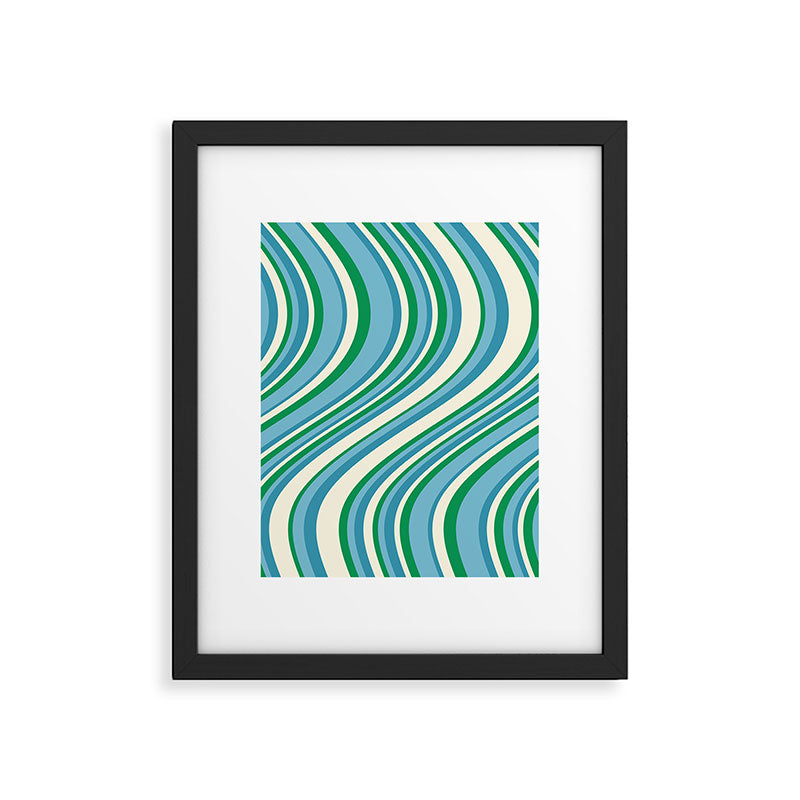 Wavy Stripes XXVII - Beachy Blue and Green Framed Art Print Gallery Image 5