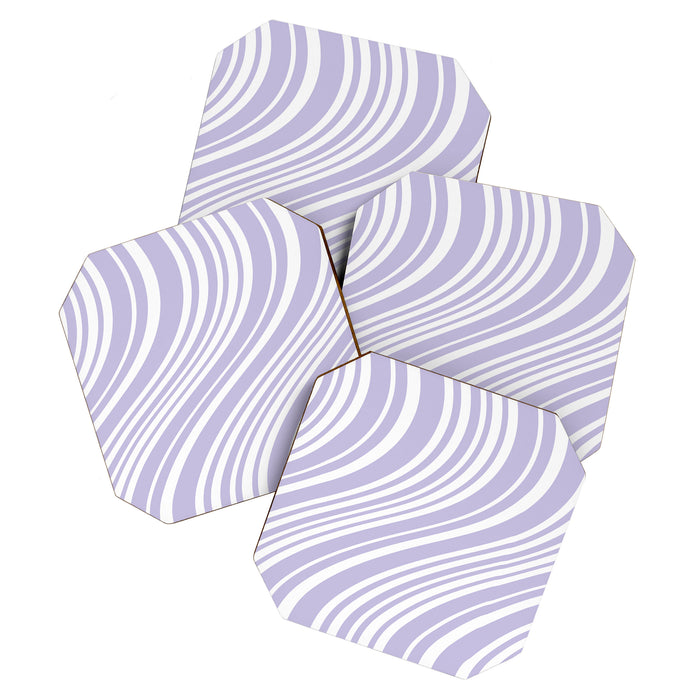 Wavy Stripes XXVIII - Lilac Purple Coaster Gallery Image 1