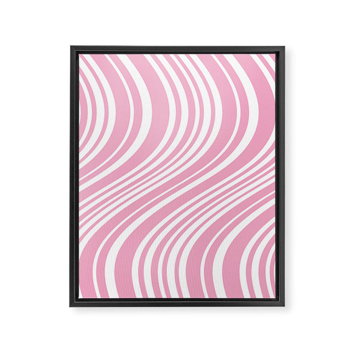 Wavy Stripes XXXI - Pastel Pink  Framed Canvas Print Gallery Image 1