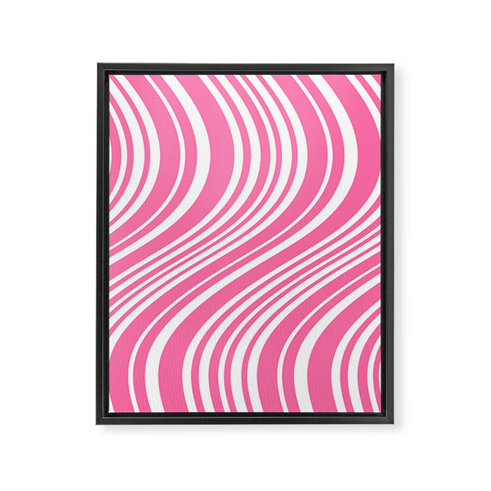 Wavy Stripes XXXIII - 90s Barbie Pink Framed Canvas Print Gallery Image 1