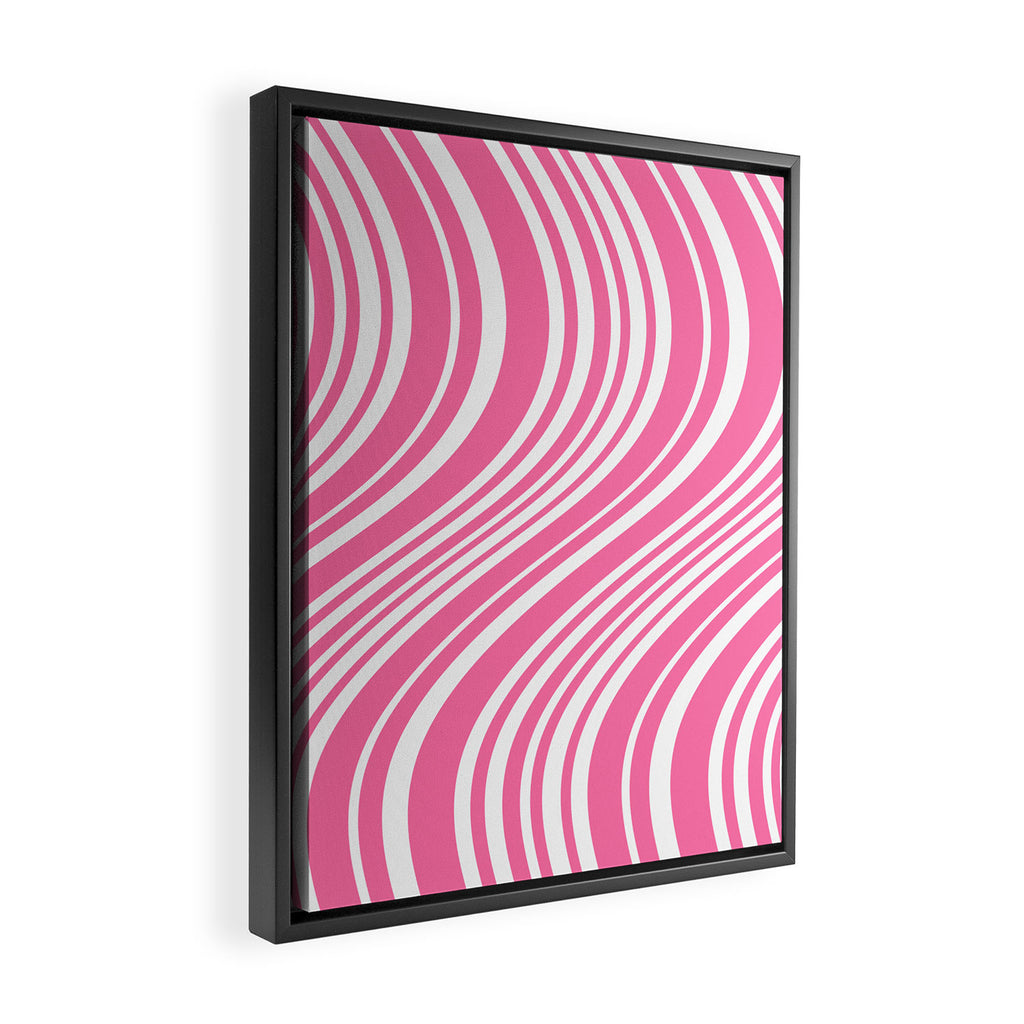 Wavy Stripes XXXIII - 90s Barbie Pink Framed Canvas Print Gallery Image 2