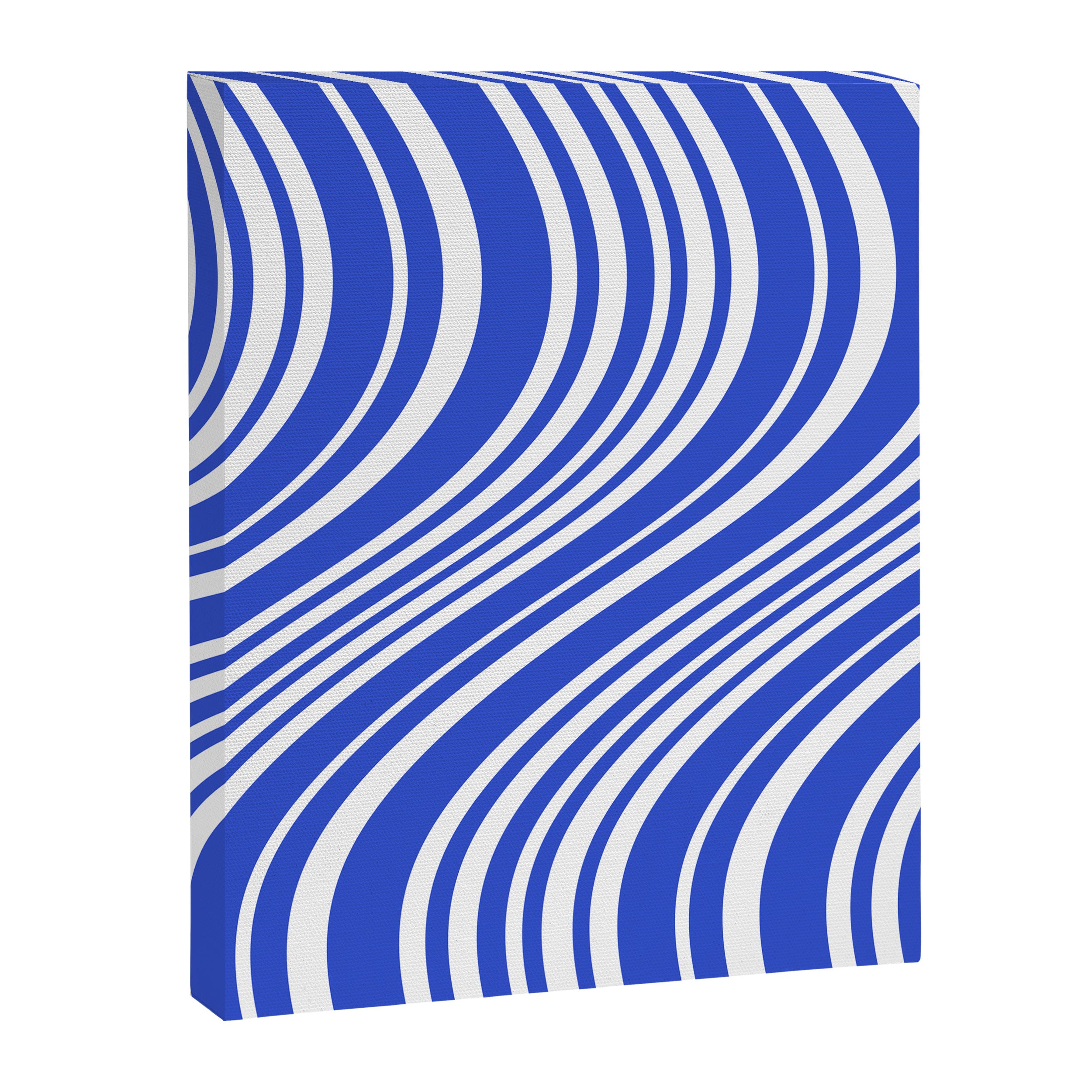  Wavy Stripes XXXIV - Bright Blue Canvas Print Gallery Image 6