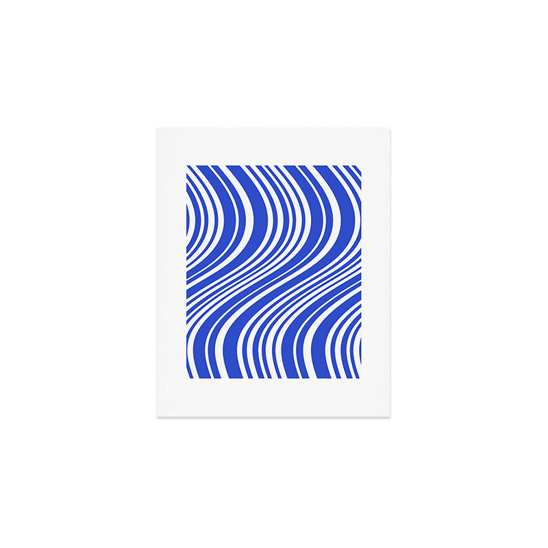  Wavy Stripes XXXIV - Bright Blue Art Print Gallery Image 1